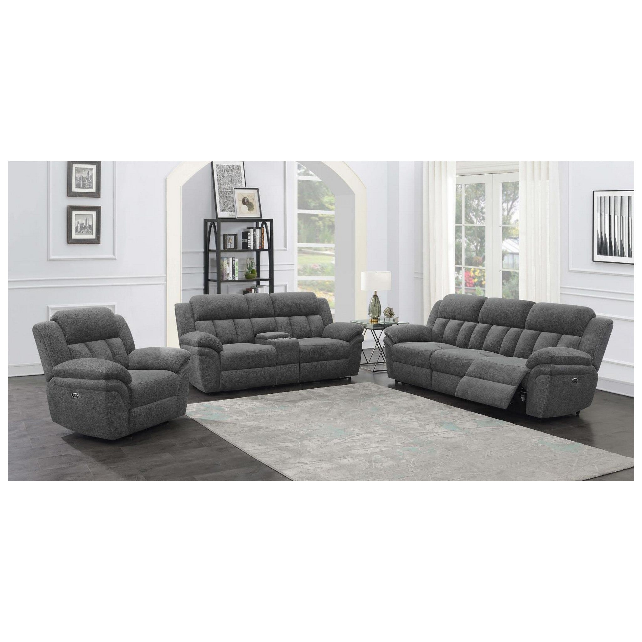 Bahrain Upholstered Power Glider Recliner Charcoal 609543P