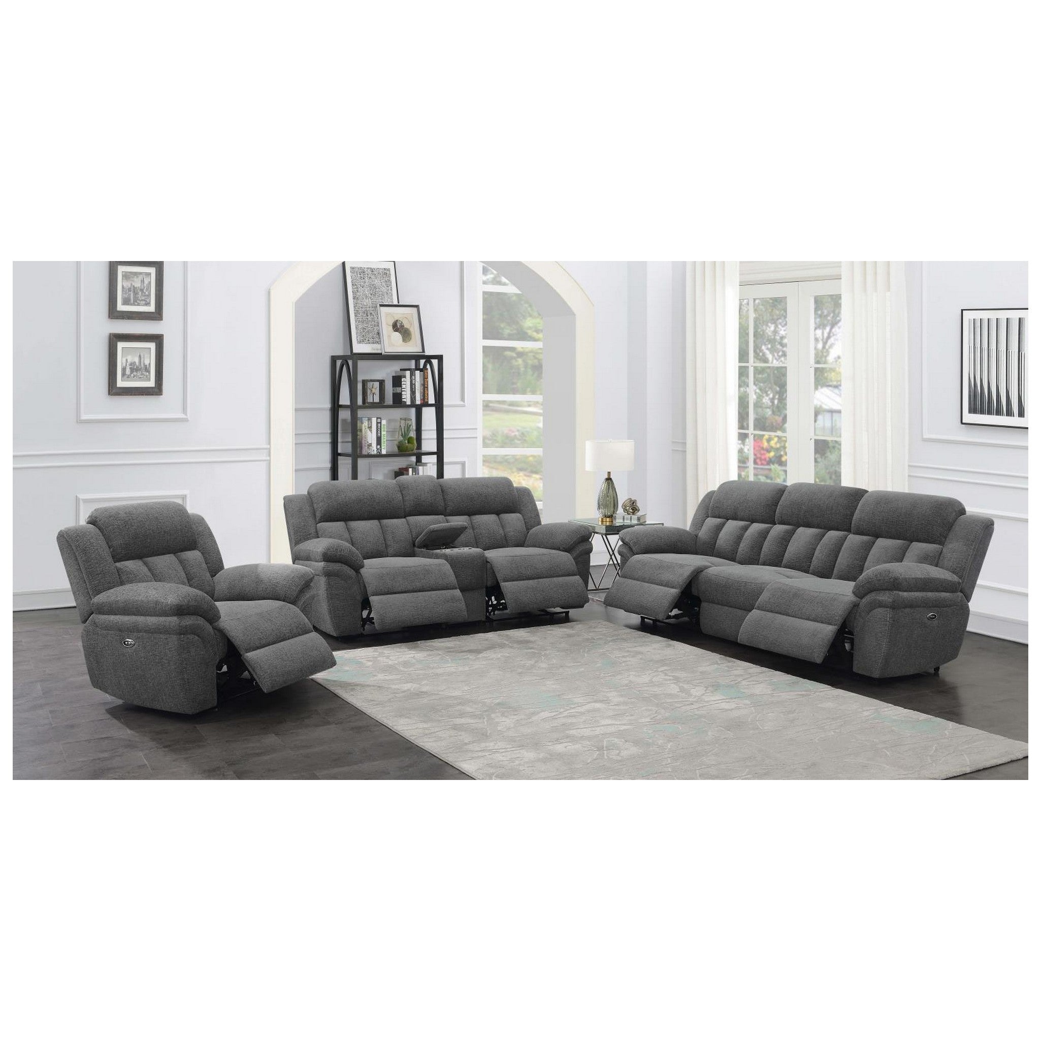 Bahrain Upholstered Power Glider Recliner Charcoal 609543P