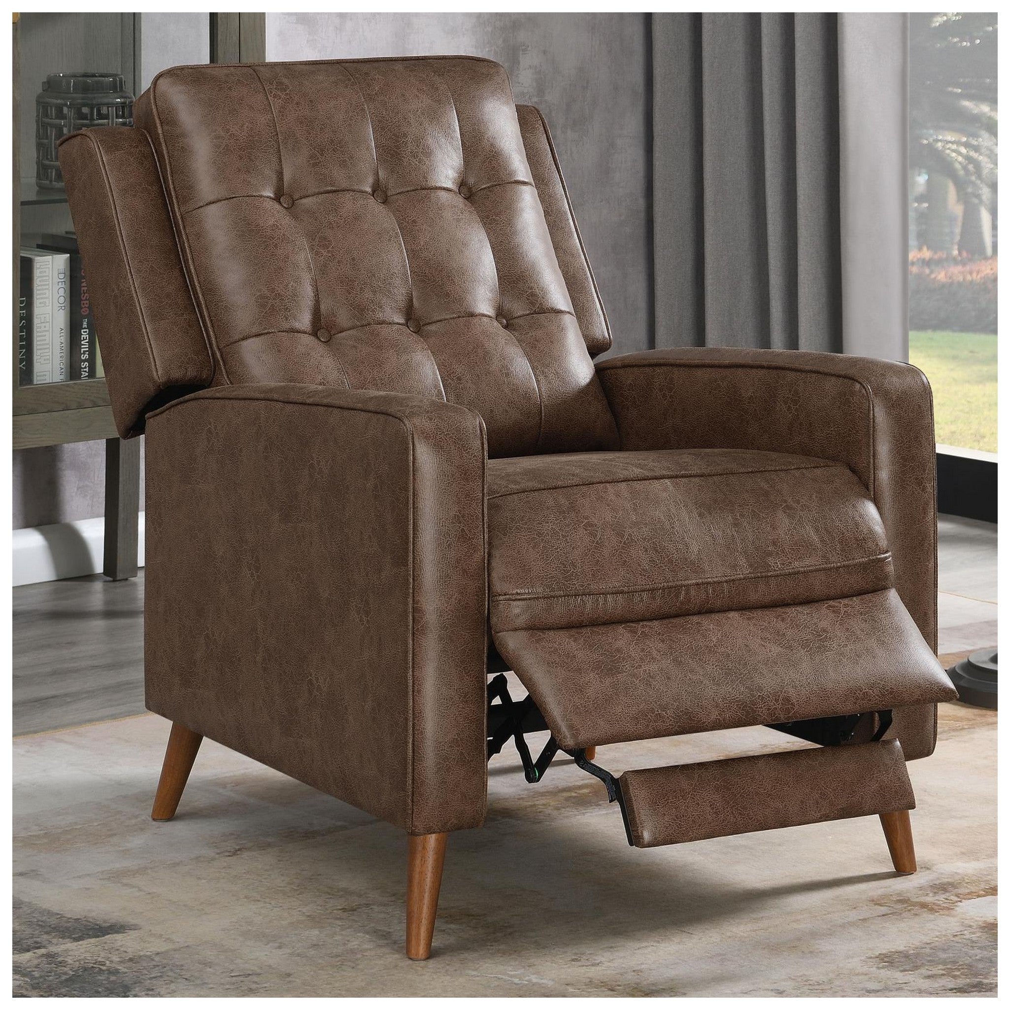 Davidson Upholstered Tufted Push Back Recliner Brown 609566
