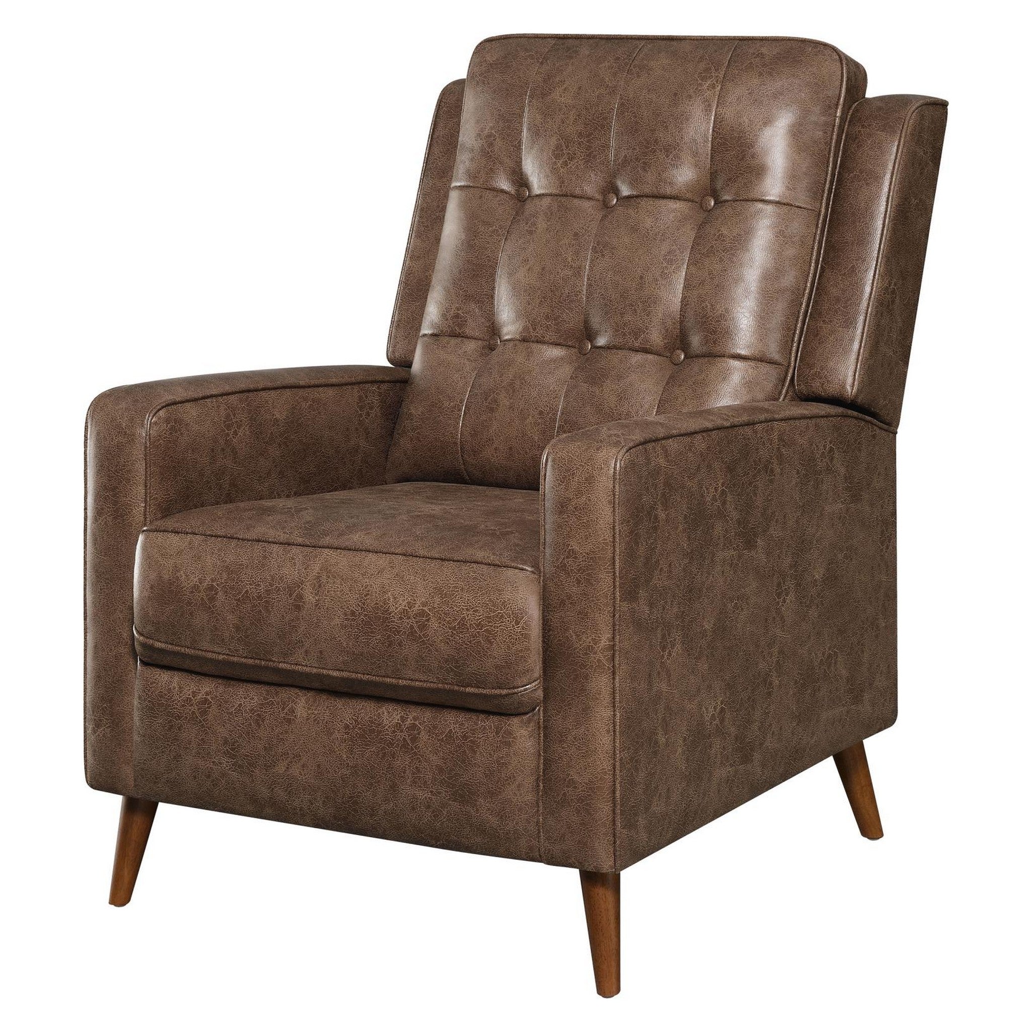 Davidson Upholstered Tufted Push Back Recliner Brown 609566