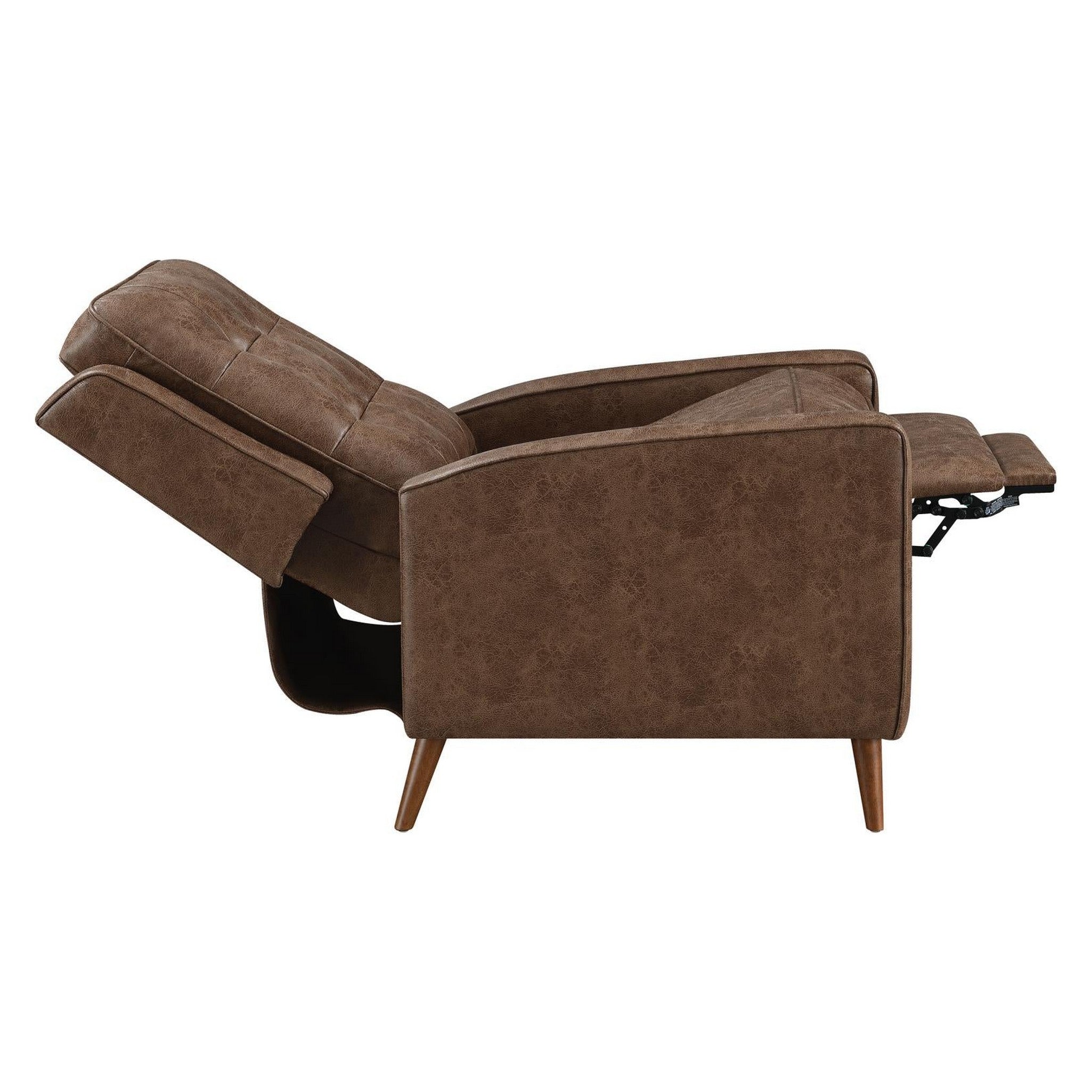 Davidson Upholstered Tufted Push Back Recliner Brown 609566