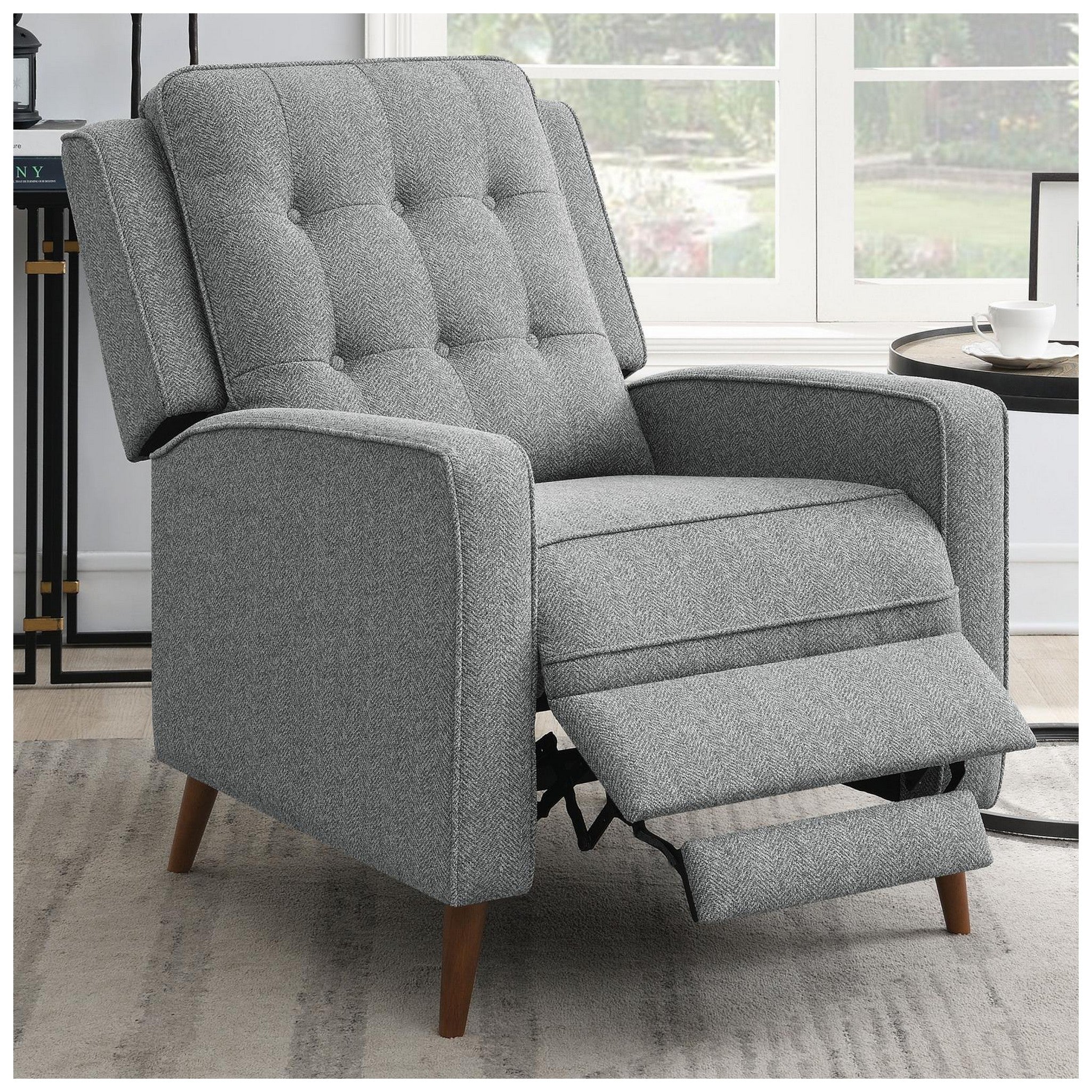 Davidson Upholstered Tufted Push Back Recliner Grey 609567