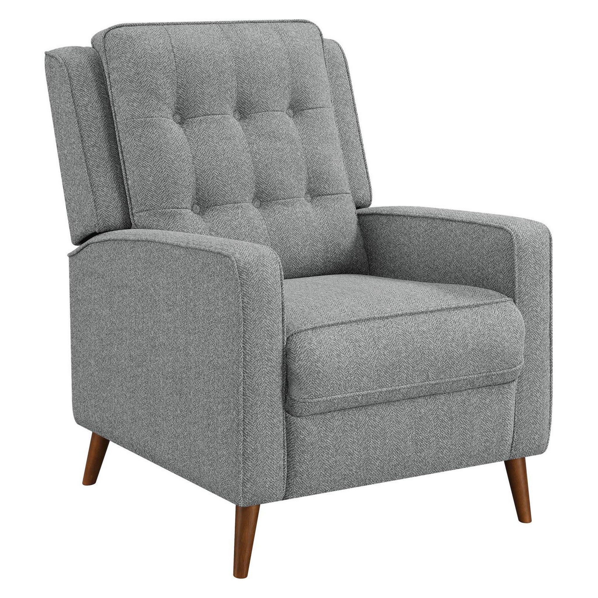 Davidson Upholstered Tufted Push Back Recliner Grey 609567