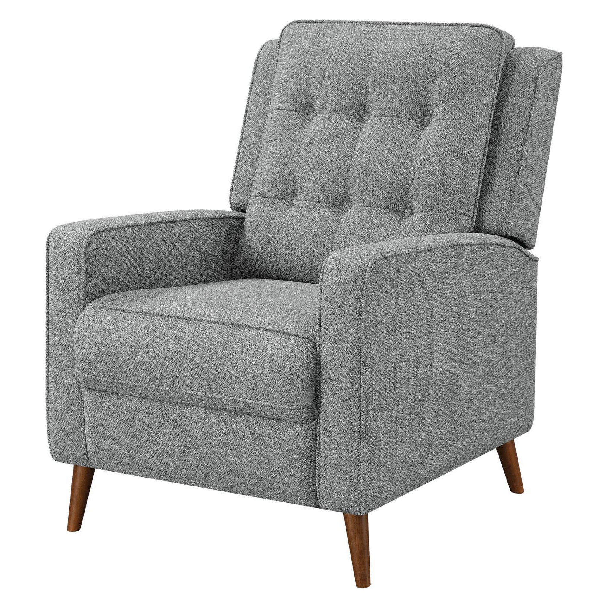 Davidson Upholstered Tufted Push Back Recliner Grey 609567