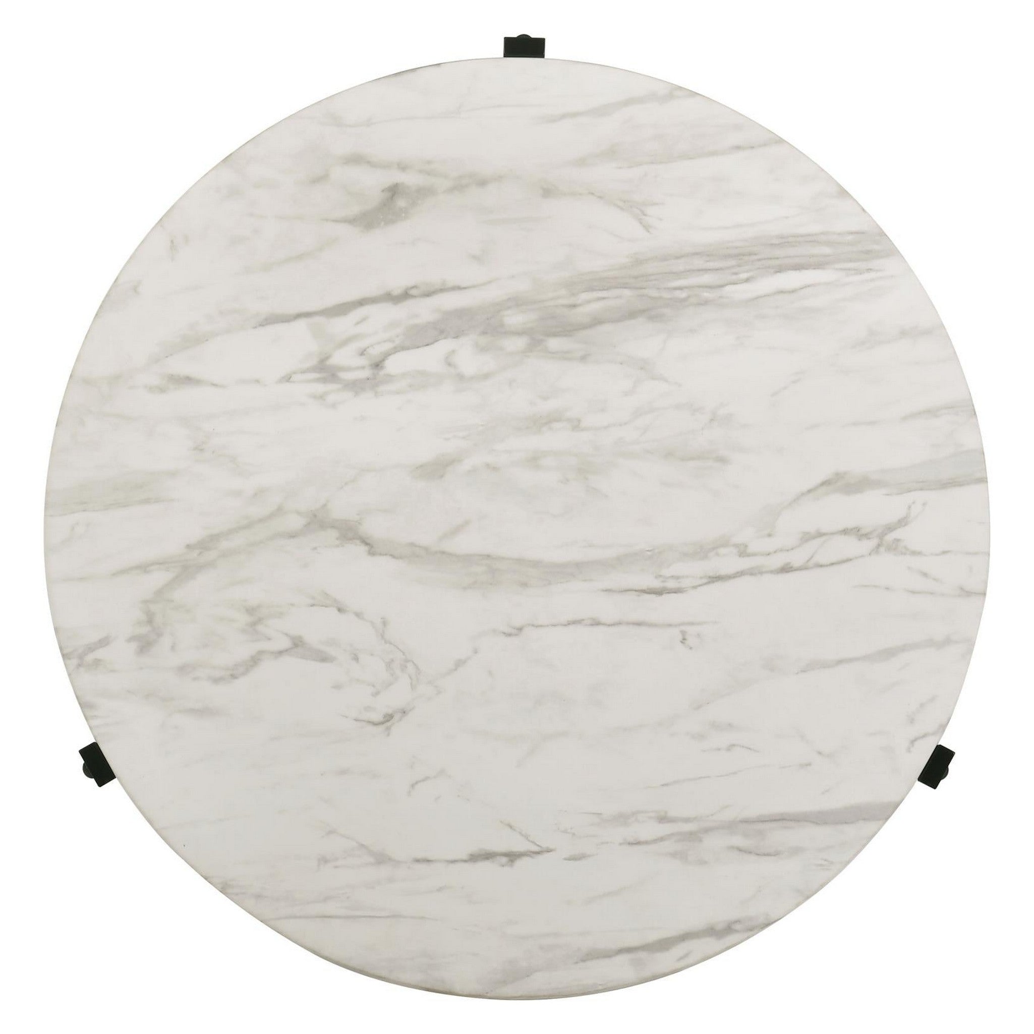 Tandi Round Coffee Table Faux White Marble and Black 753538
