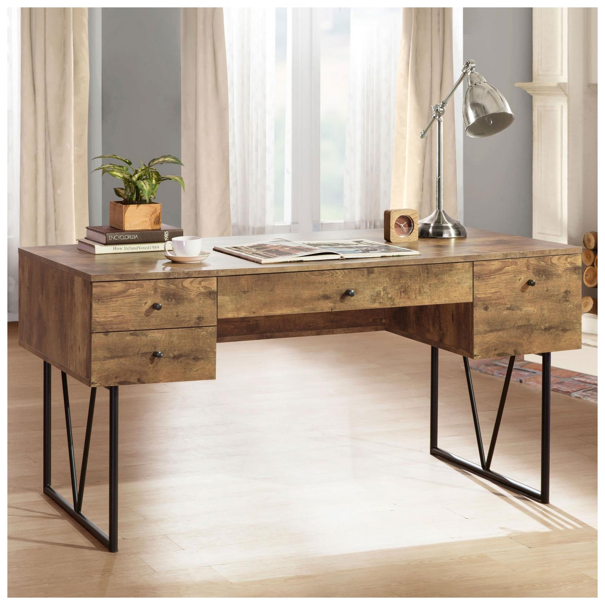 Analiese 4-drawer Writing Desk Antique Nutmeg 800999