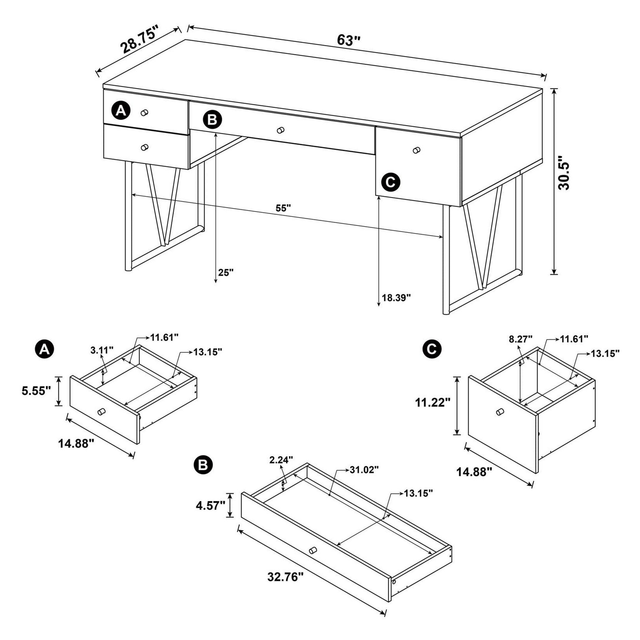 Analiese 4-drawer Writing Desk Antique Nutmeg 800999