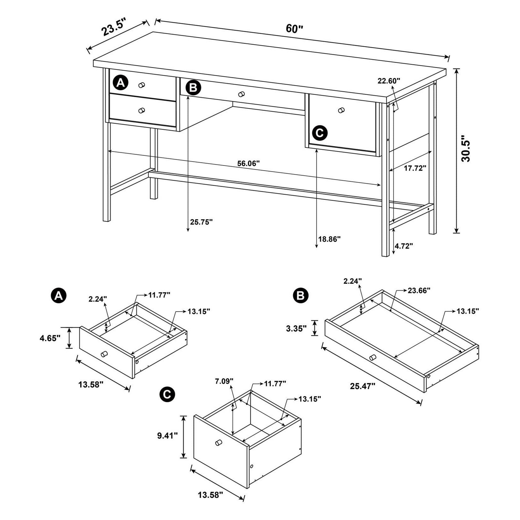 Kemper 4-drawer Writing Desk Salvaged Cabin 801235
