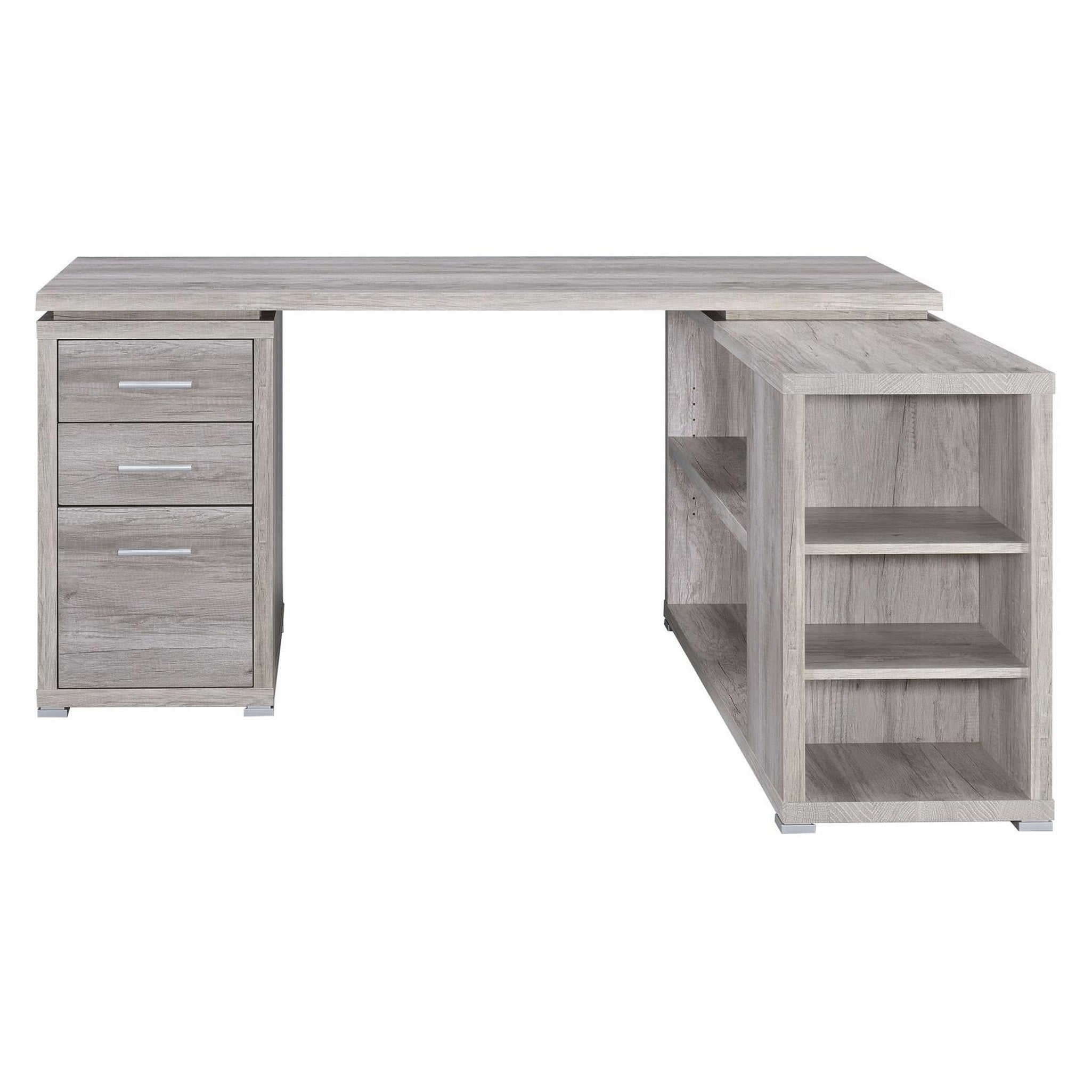 Yvette L-shape Office Desk Grey Driftwood 801516