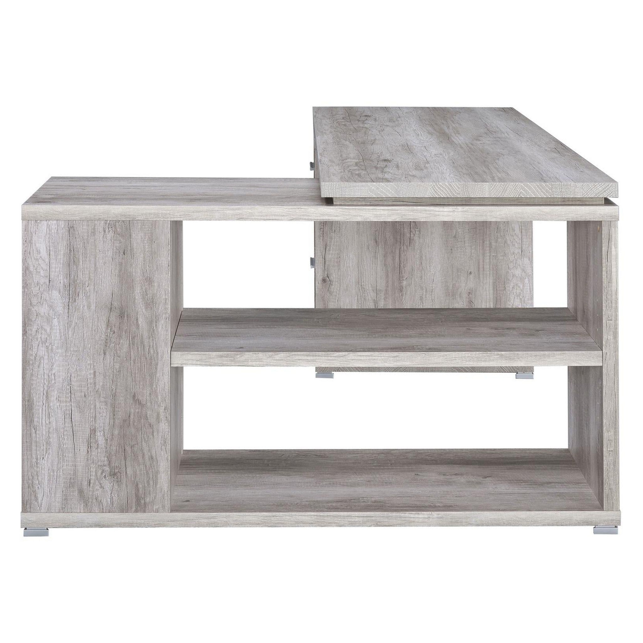 Yvette L-shape Office Desk Grey Driftwood 801516