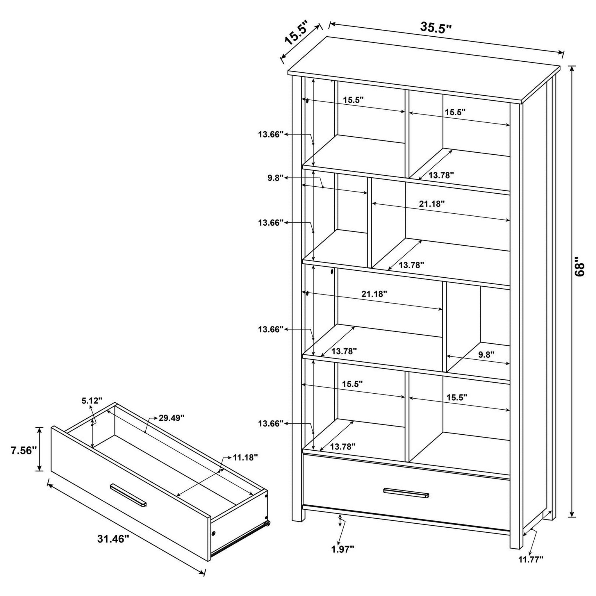 Dylan Rectangular 8-shelf Bookcase 801577