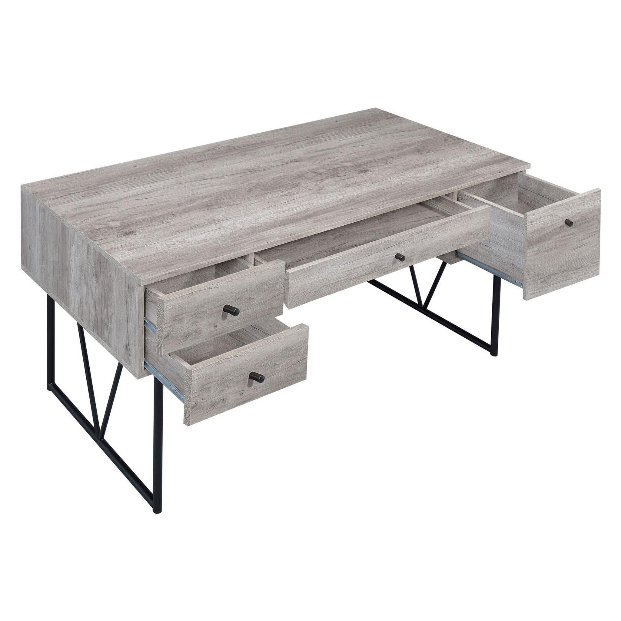 Analiese 4-drawer Writing Desk Grey Driftwood 801999