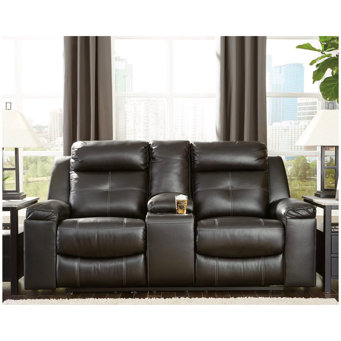 Kempten Reclining Loveseat with Console Ash-8210594