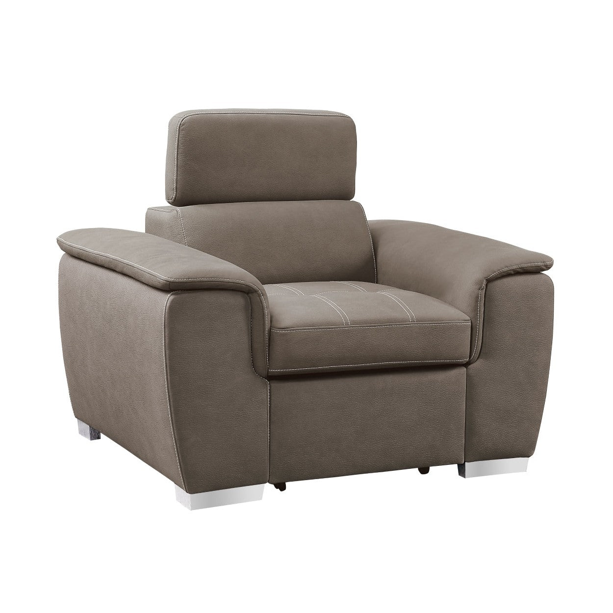 CHAIR W/ ADJ HEADREST AND PULL-OUT OTTOMAN, TAUPE 100% POLYESTER 8228TP-1