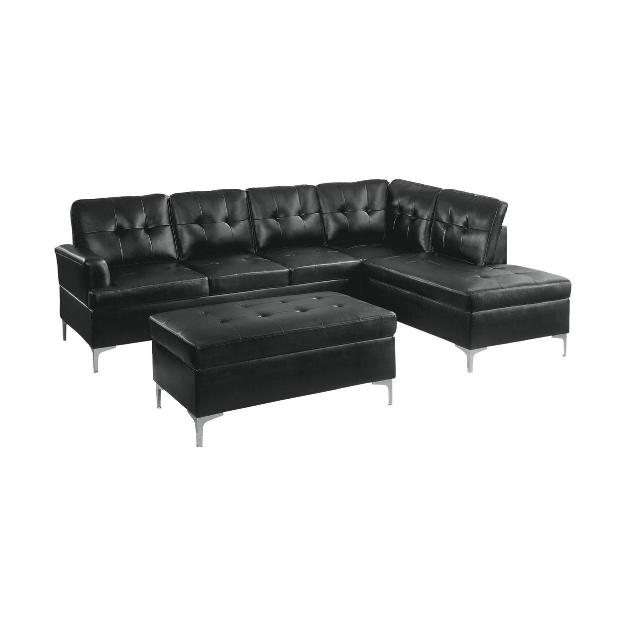 3PC SET: SECTIONAL, OTTOMAN 8378BLK*3