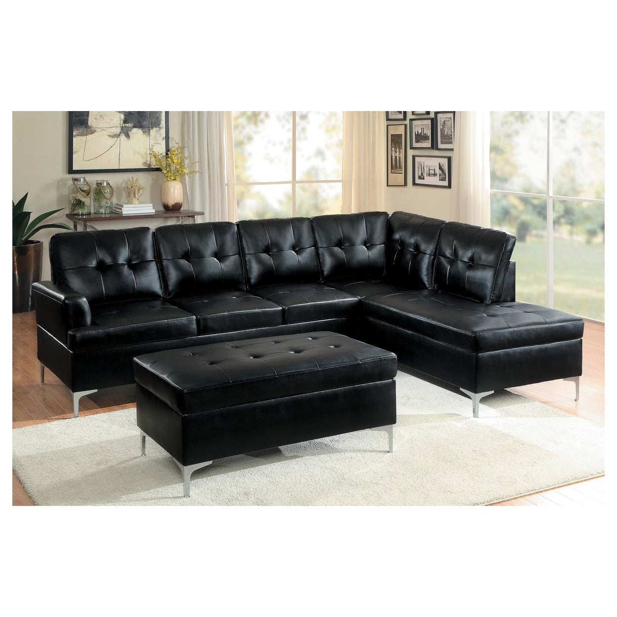 3PC SET: SECTIONAL, OTTOMAN 8378BLK*3