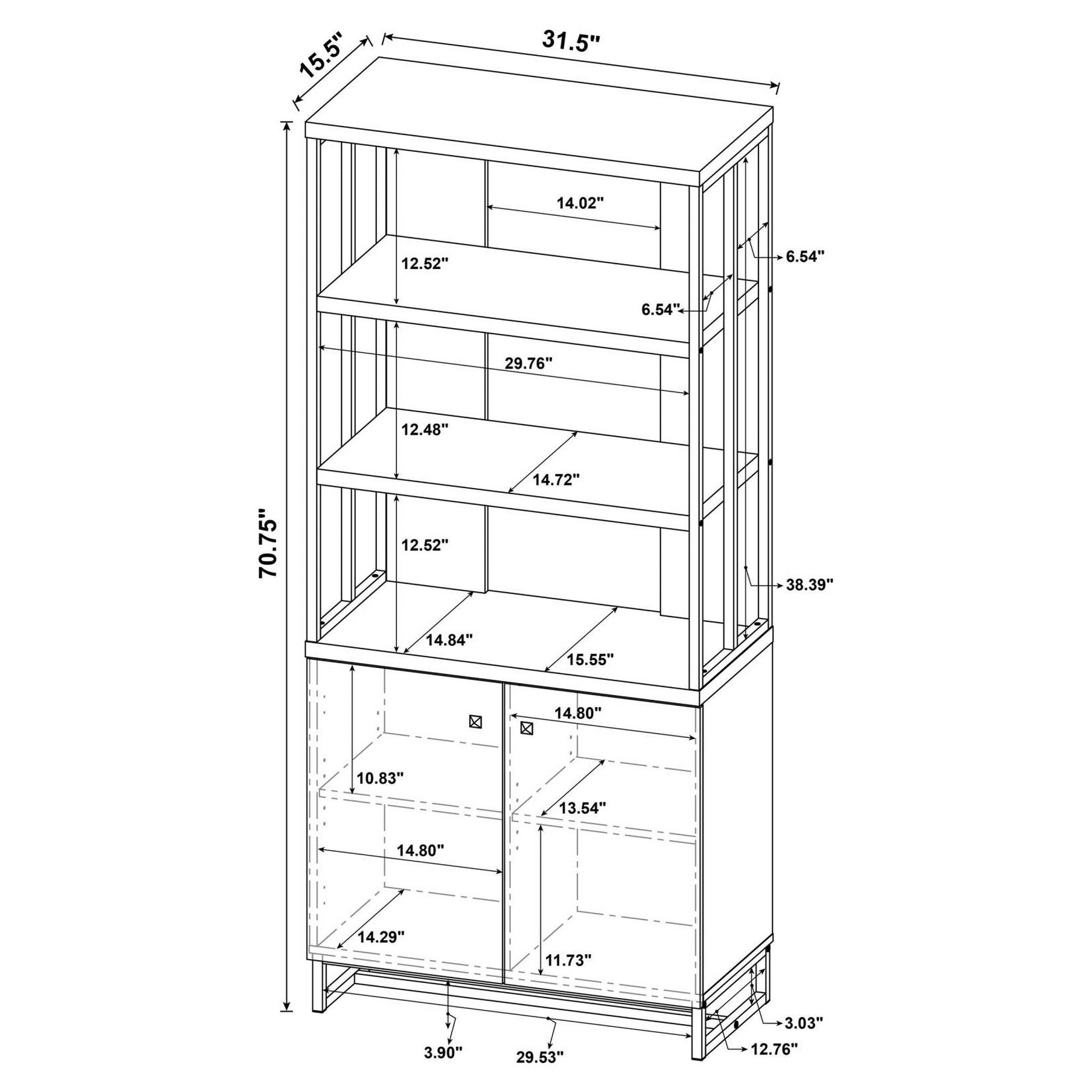 Millbrook 2-door Bookcase Rustic Oak Herringbone and Gunmetal 882093