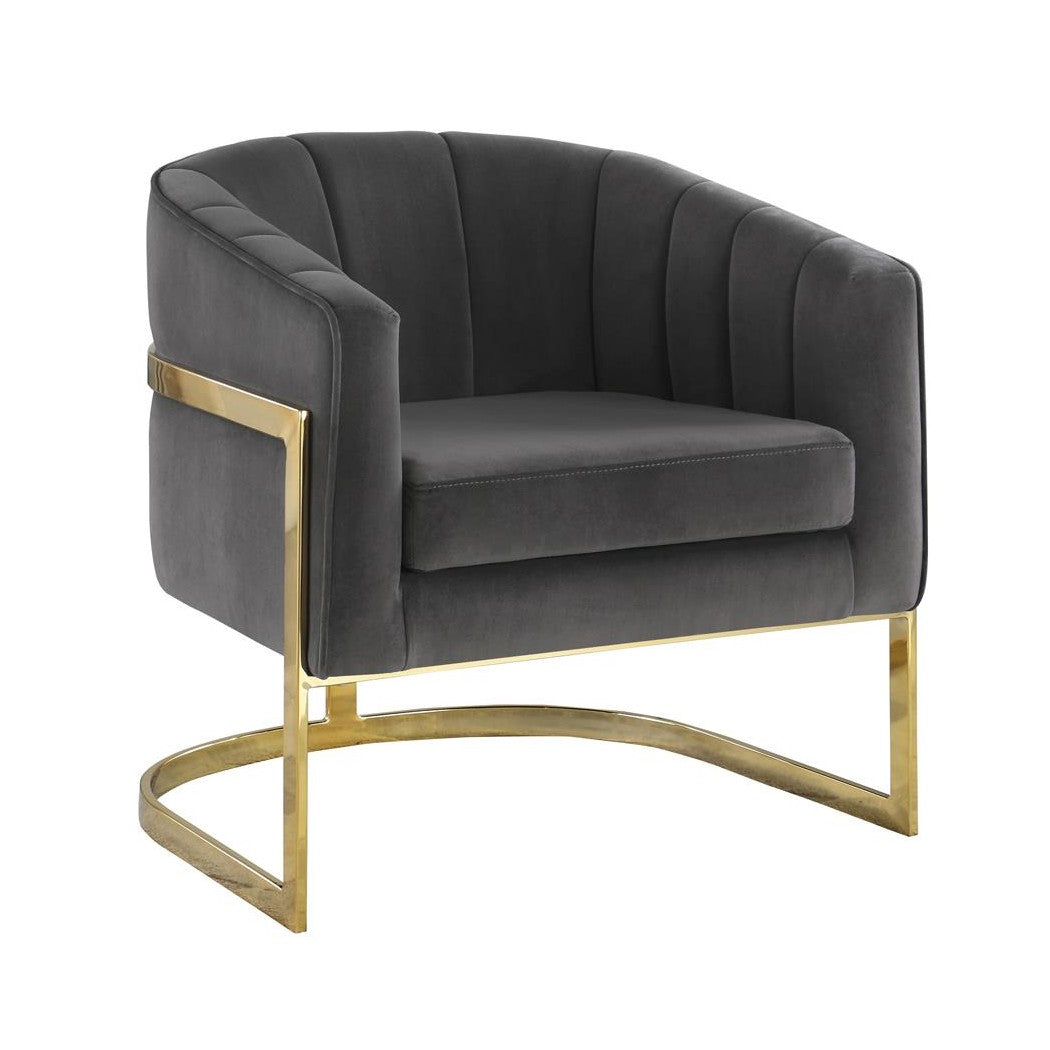 Joey Tufted Barrel Accent Chair Dark Grey and Gold 903039
