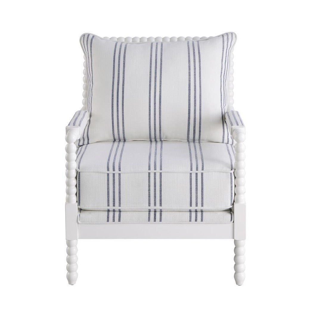 Blanchett Upholstered Accent Chair with Spindle Accent White and Navy 903835