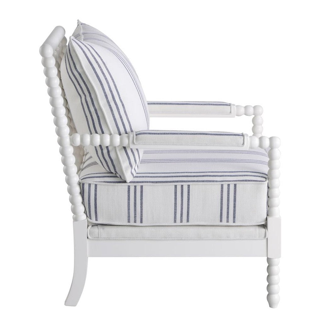 Blanchett Upholstered Accent Chair with Spindle Accent White and Navy 903835