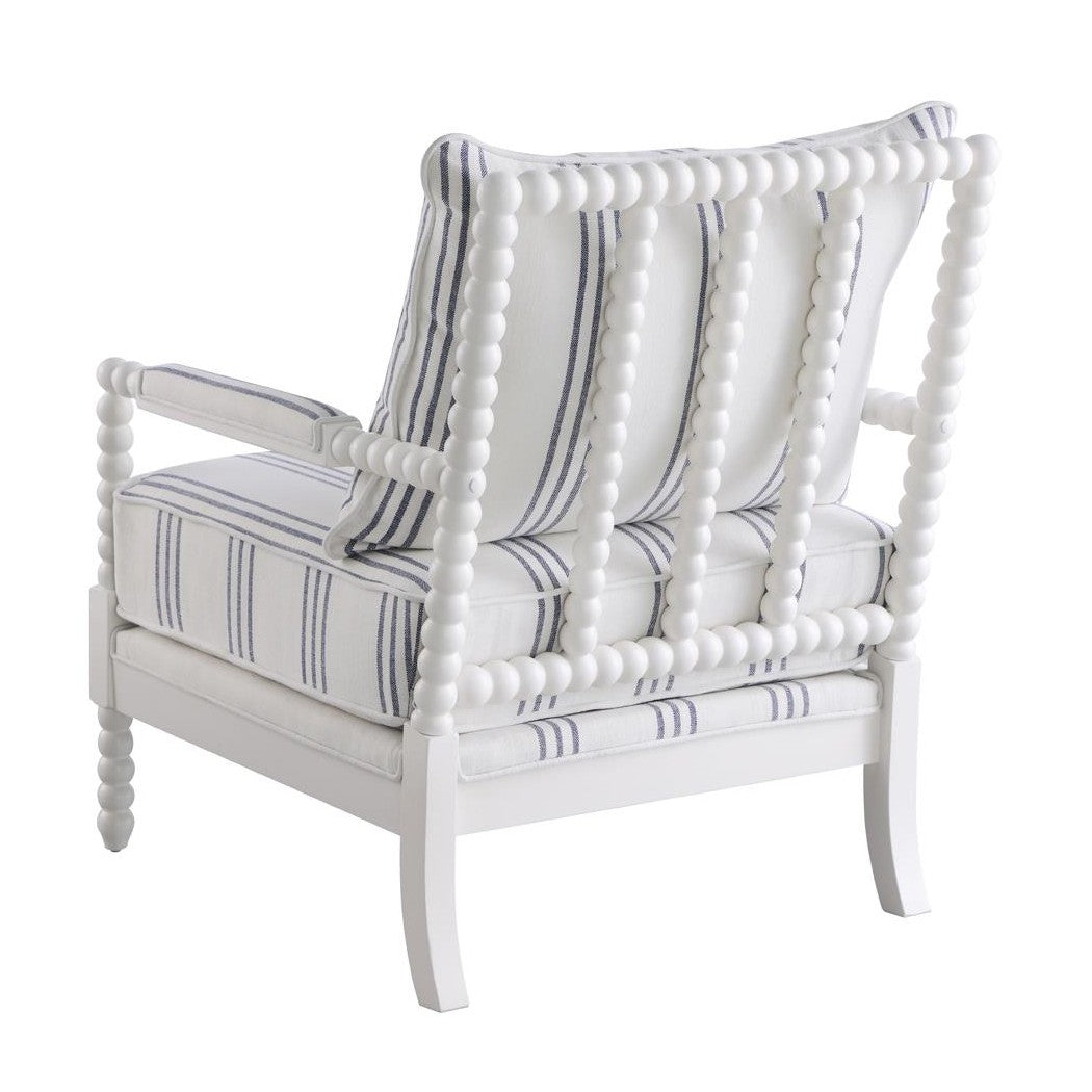 Blanchett Upholstered Accent Chair with Spindle Accent White and Navy 903835