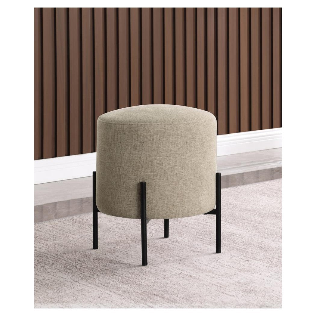 Basye Round Upholstered Ottoman with Metal Legs 905496