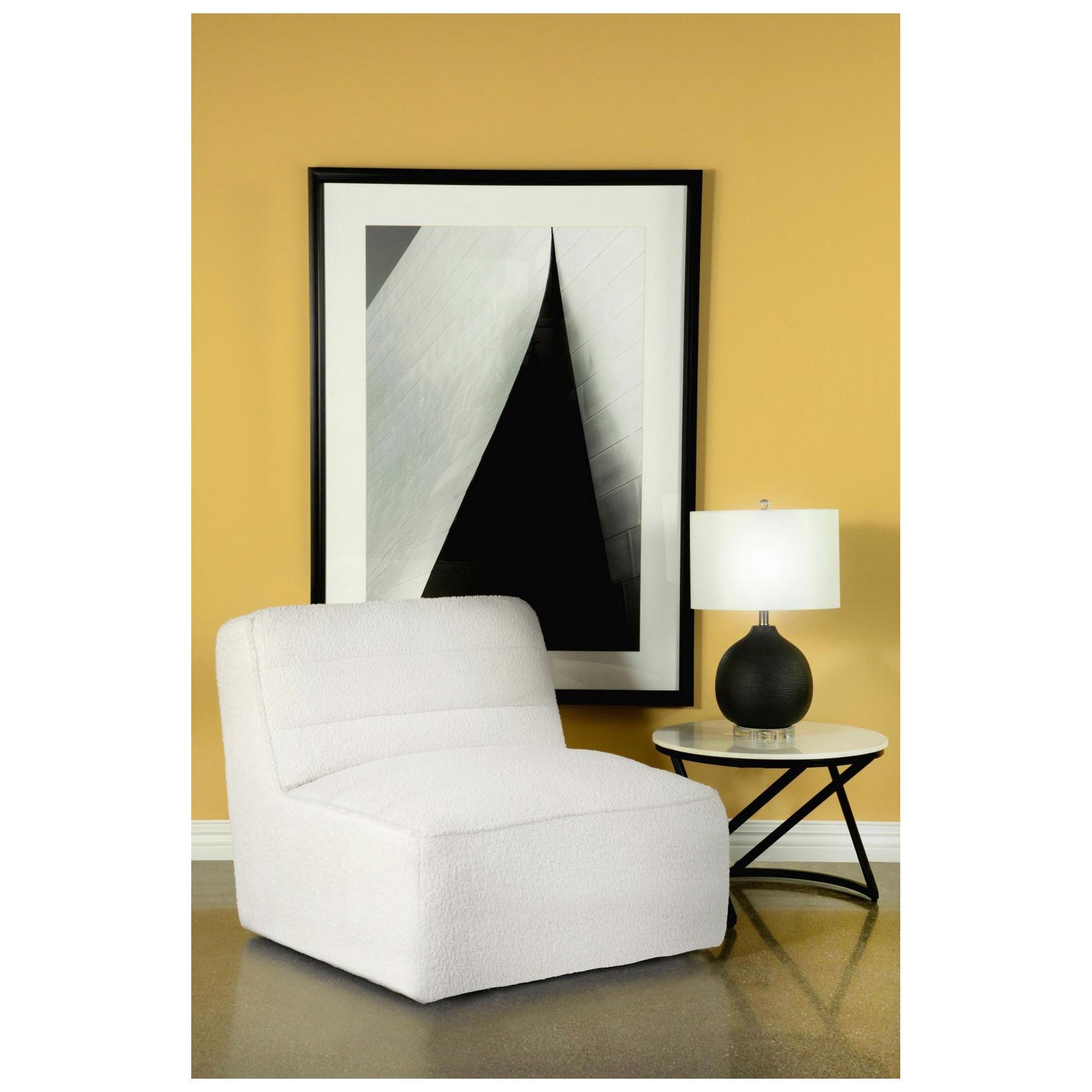 Cobie Upholstered Swivel Armless Chair Natural 905723