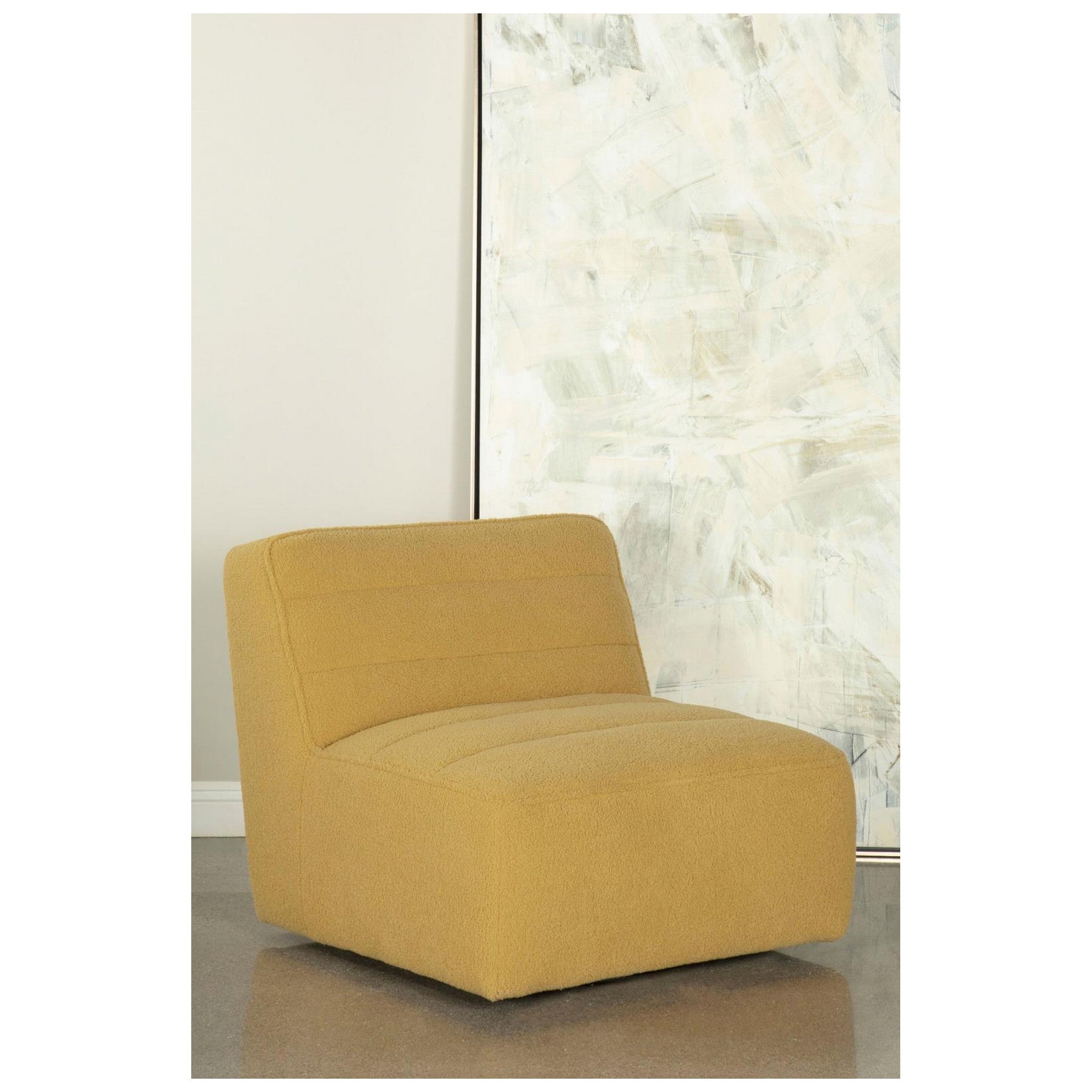 Cobie Upholstered Swivel Armless Chair Mustard 905724