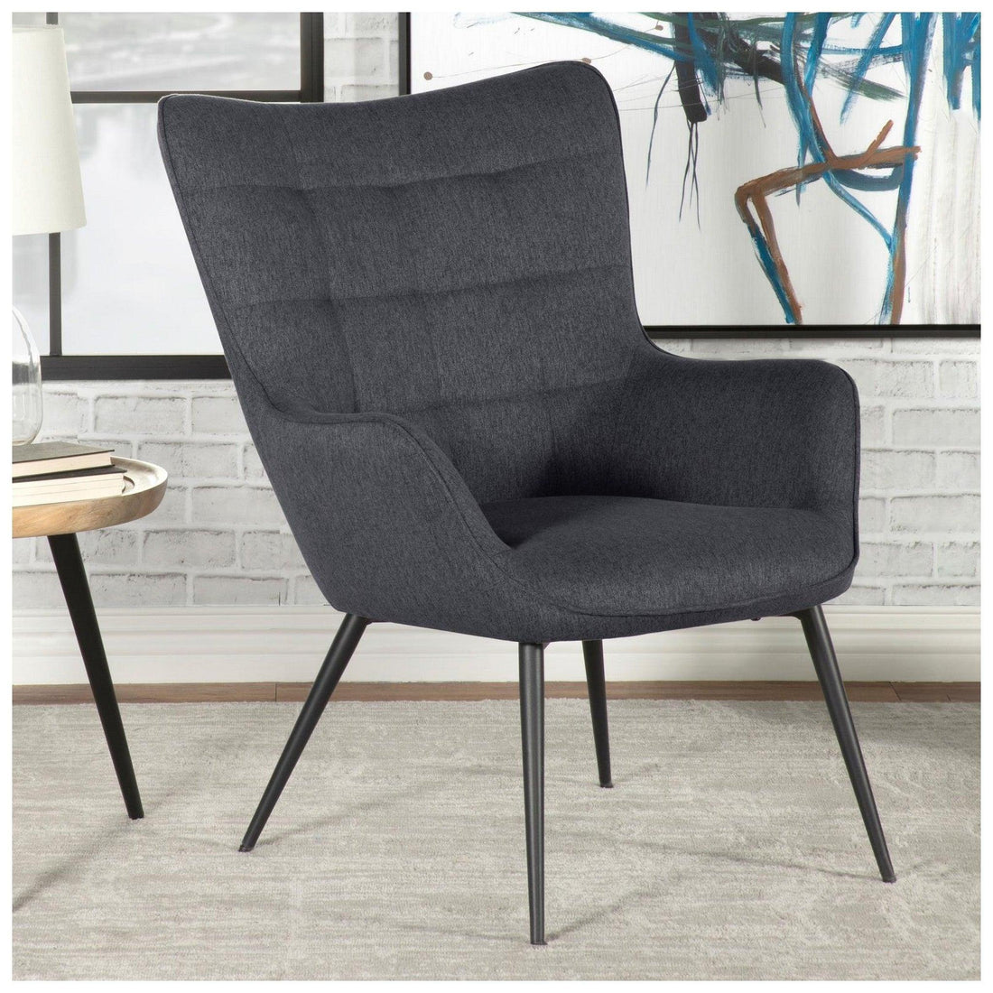 Isla Upholstered Flared Arms Accent Chair with Grid Tufted 909466