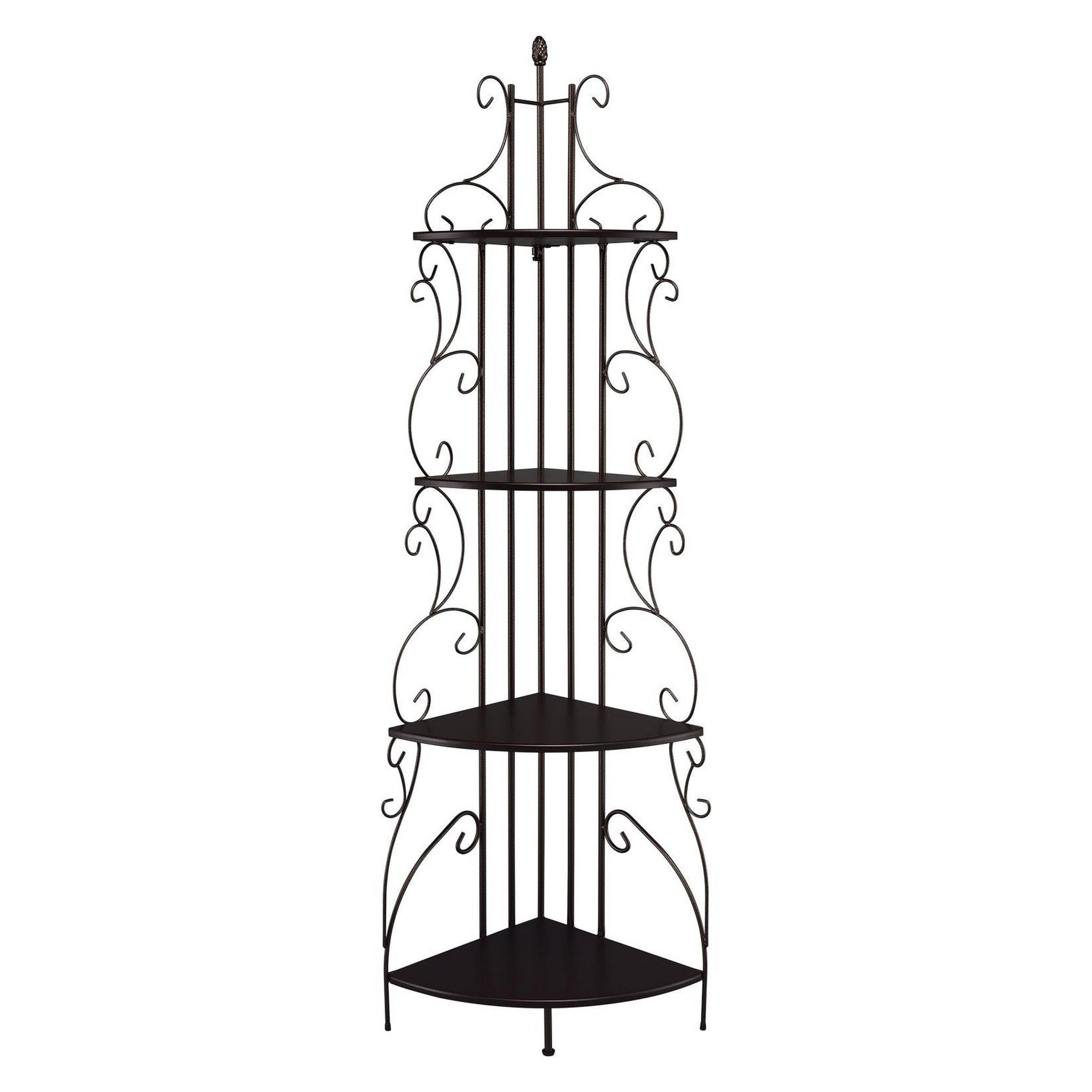 Poppy 4-shelf Corner Bookcase Cappuccino and Copper 910038