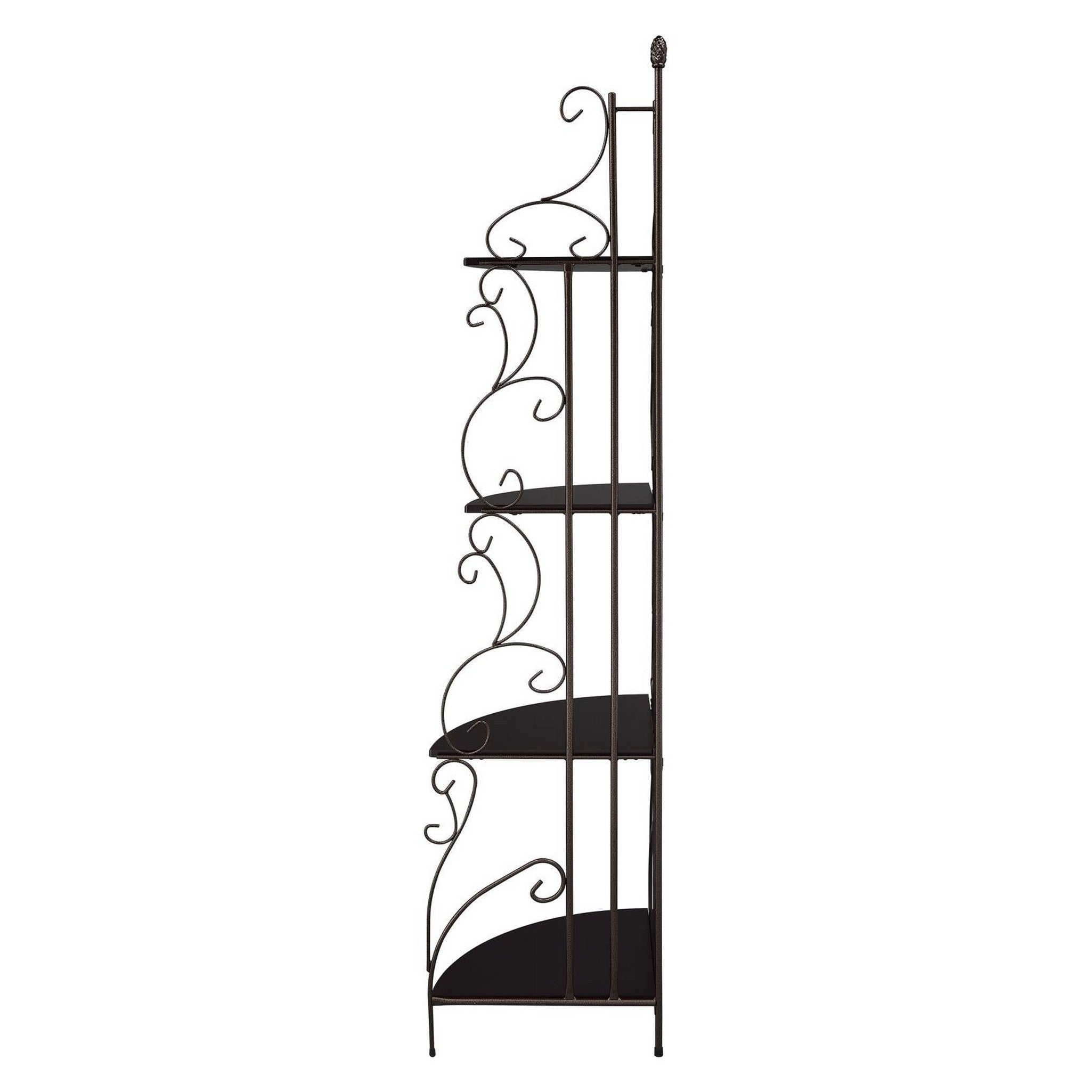 Poppy 4-shelf Corner Bookcase Cappuccino and Copper 910038