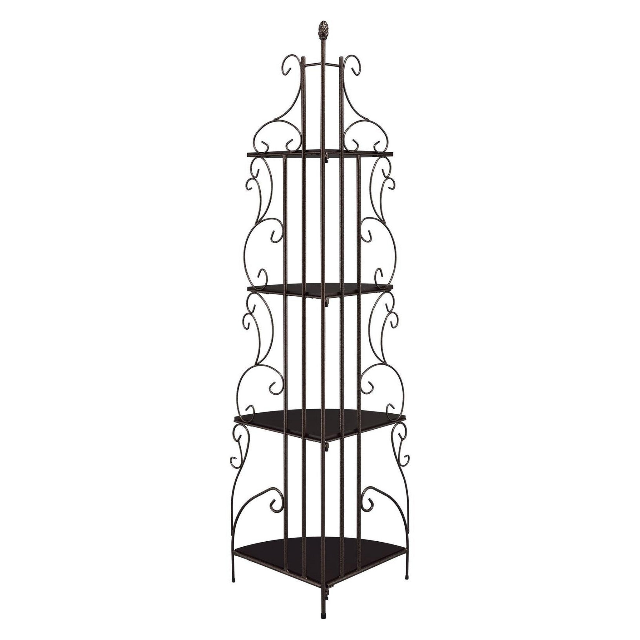 Poppy 4-shelf Corner Bookcase Cappuccino and Copper 910038