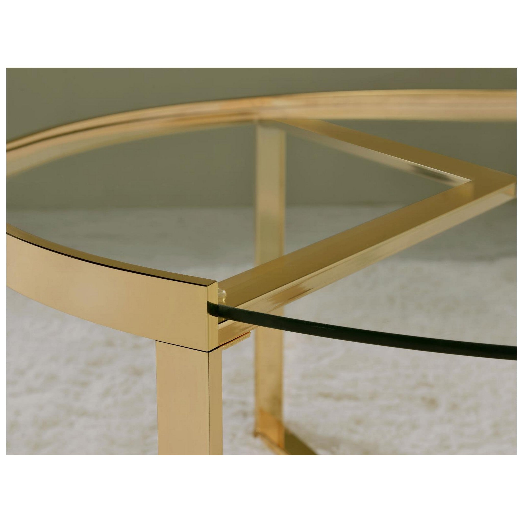 Delia 2-piece Round Nesting Table Clear and Gold 930251