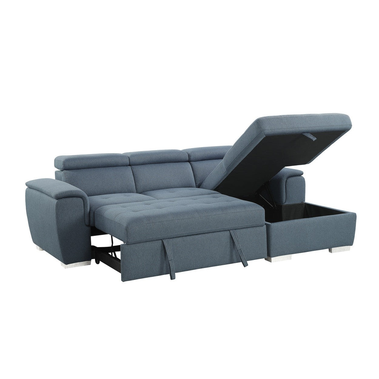 (2)2-Piece Sectional with Pull-out Bed and Adjustable Headrests 9355BU*22LRC