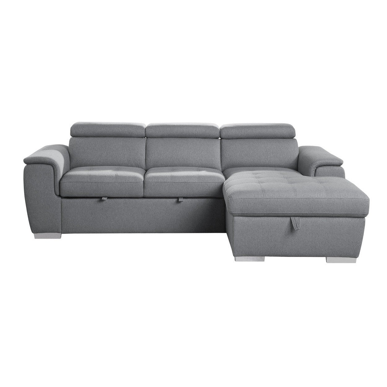 (2)2-Piece Sectional with Pull-out Bed and Adjustable Headrests 9355GY*22LRC