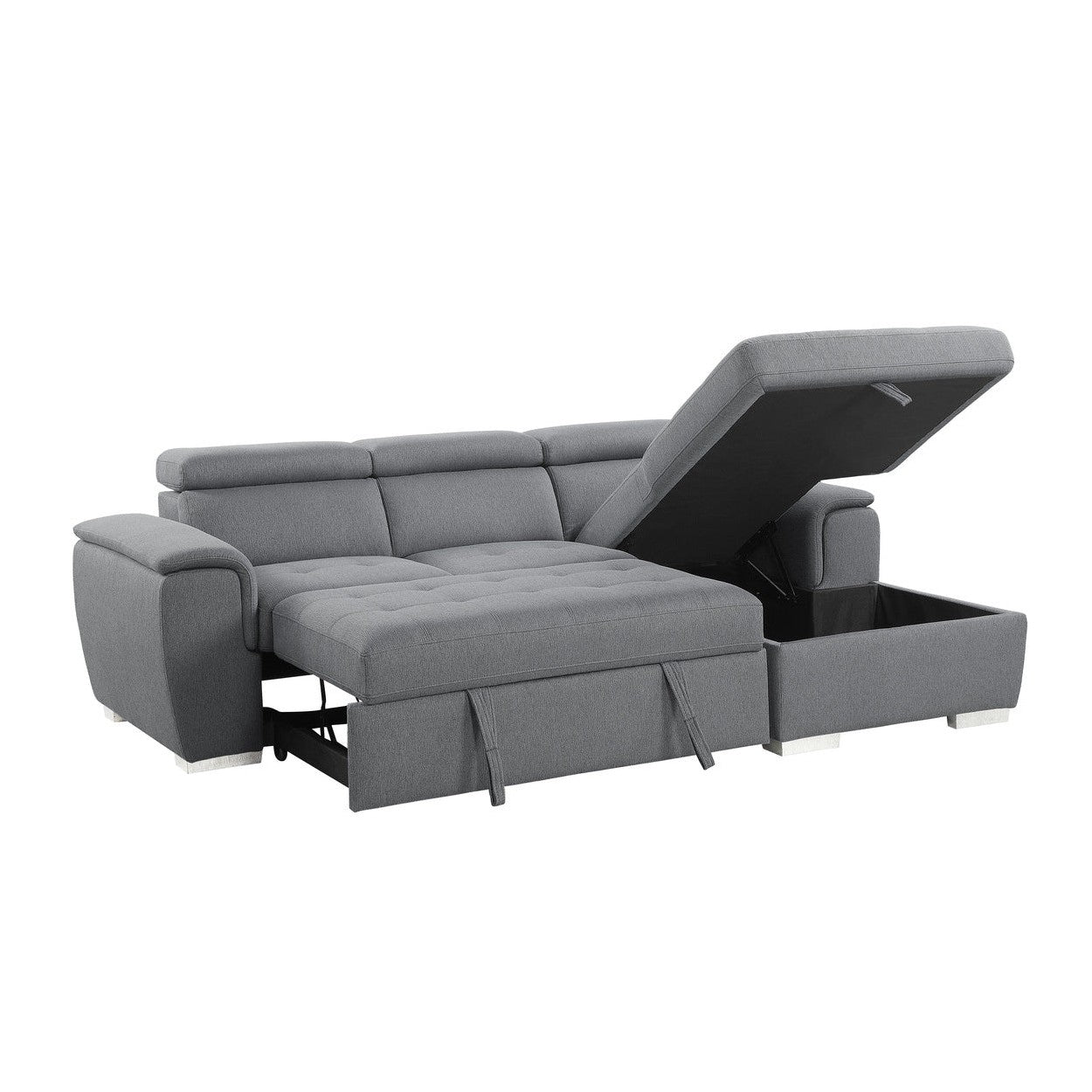 (2)2-Piece Sectional with Pull-out Bed and Adjustable Headrests 9355GY*22LRC