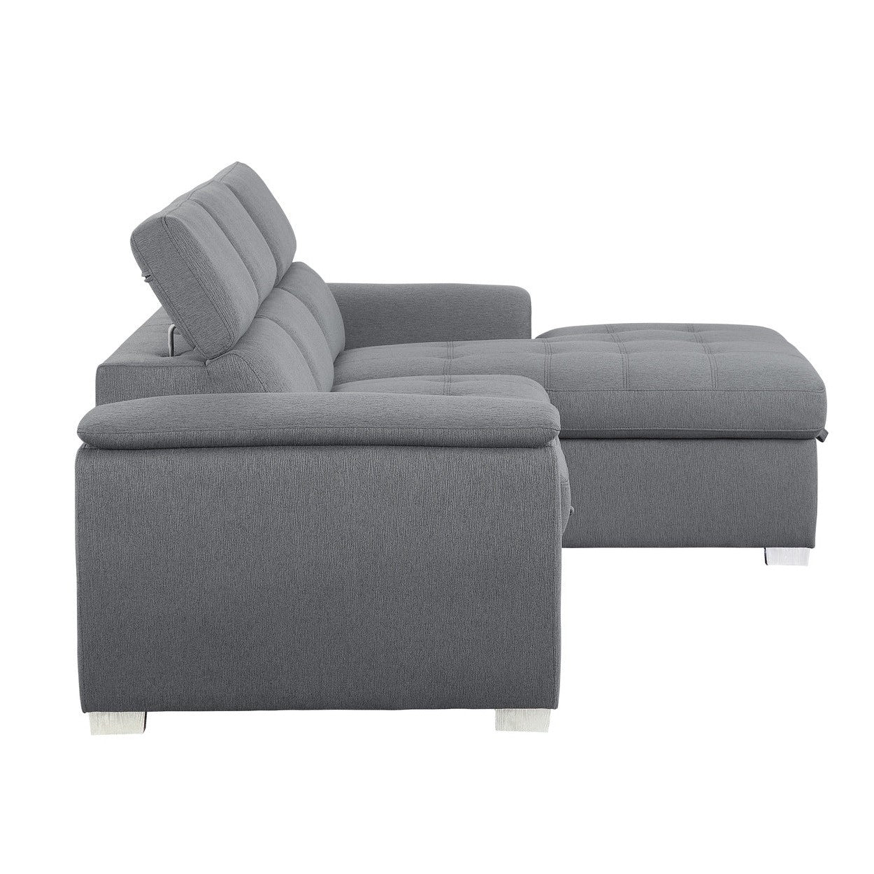 (2)2-Piece Sectional with Pull-out Bed and Adjustable Headrests 9355GY*22LRC
