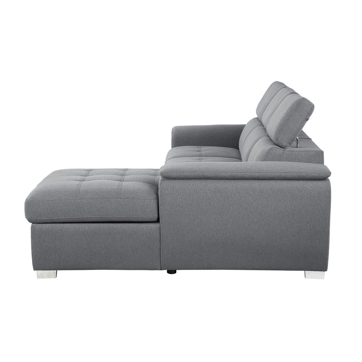 (2)2-Piece Sectional with Pull-out Bed and Adjustable Headrests 9355GY*22LRC