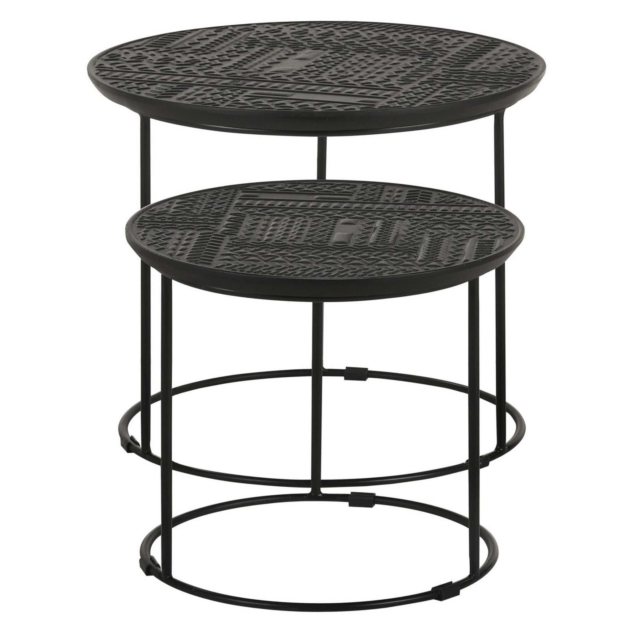 Loannis 2-piece Round Nesting Table Matte Black 935842
