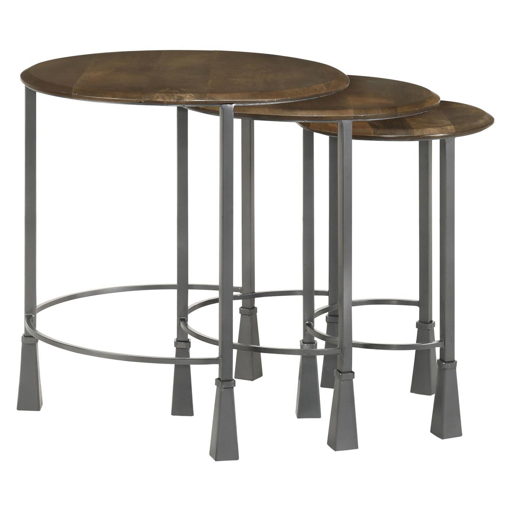 Deja 3-piece Round Nesting Table Natural and Gunmetal 935971