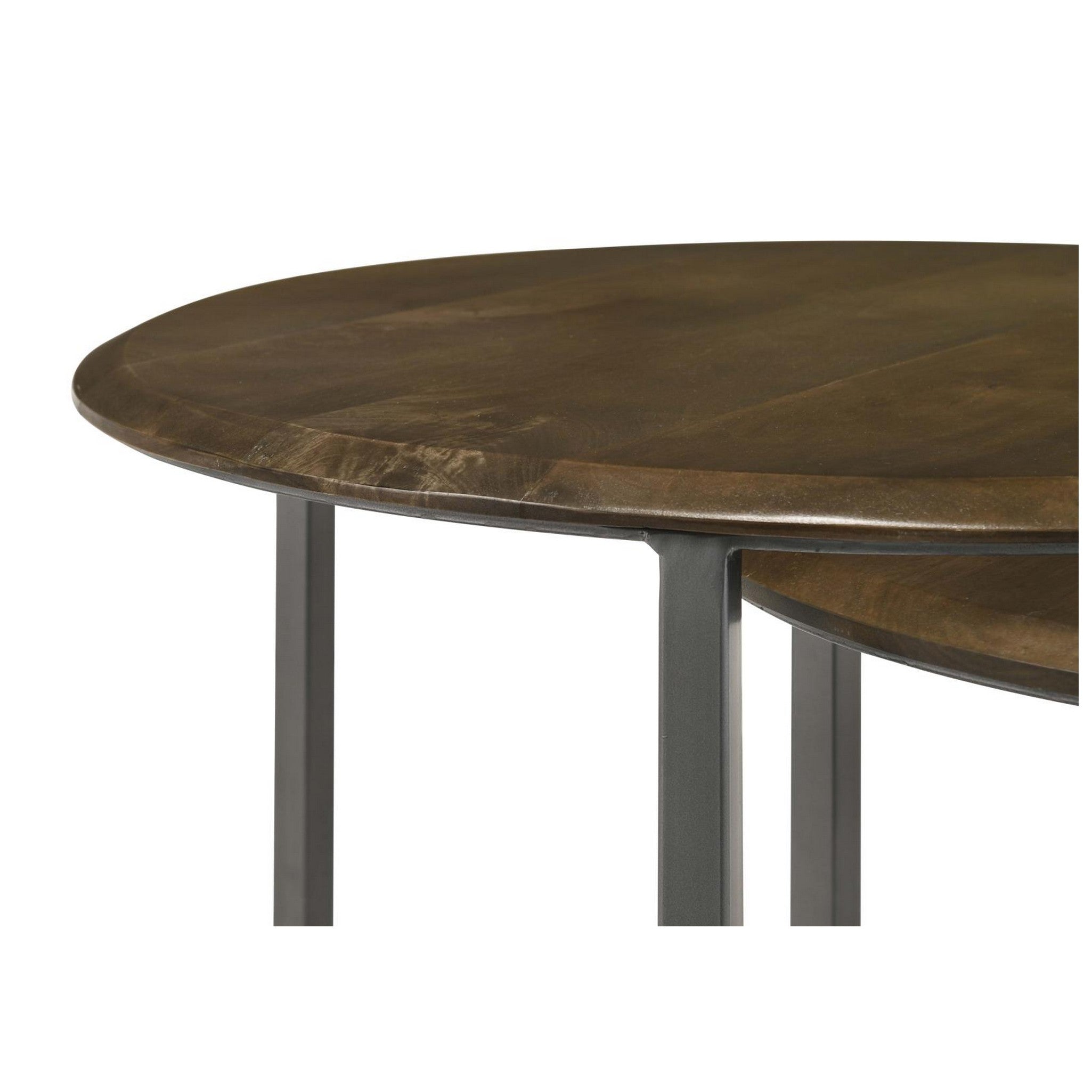 Deja 3-piece Round Nesting Table Natural and Gunmetal 935971