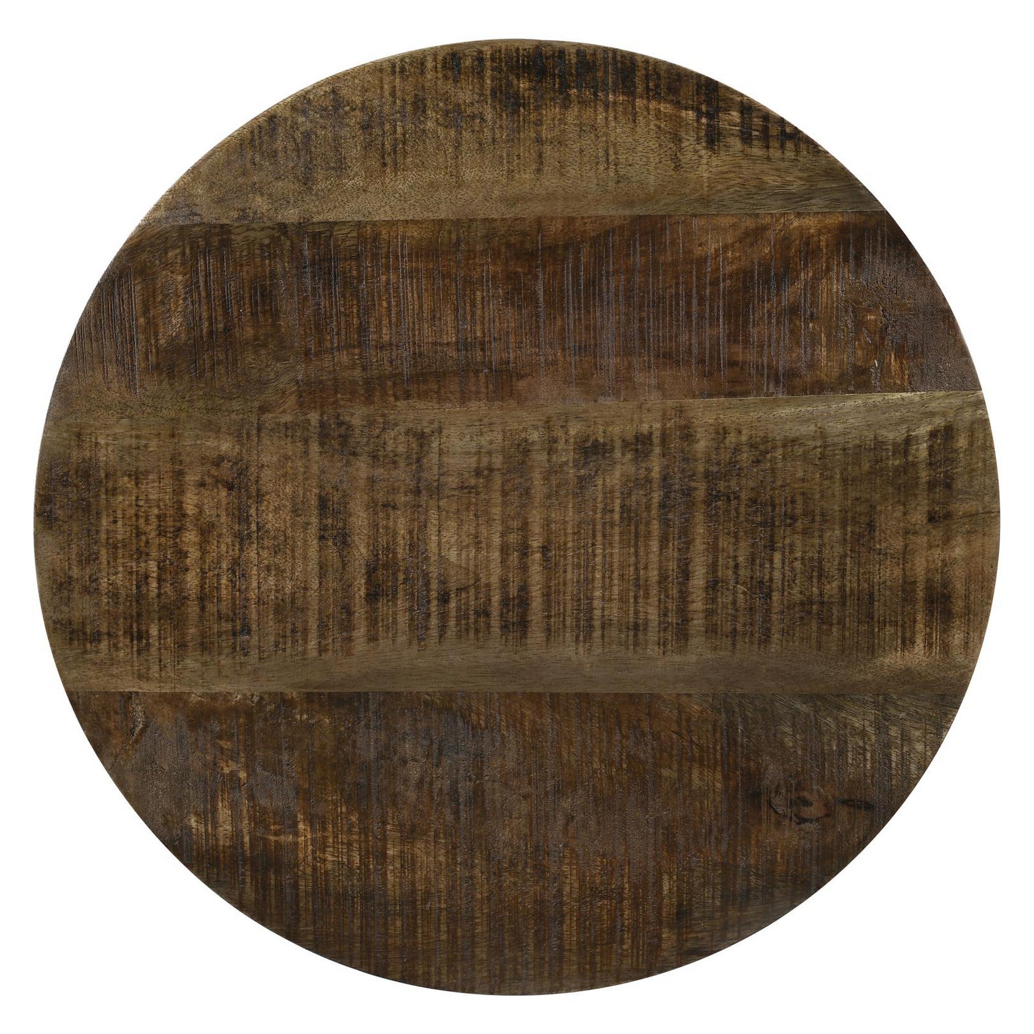 Aurora Round Accent Table with Drum Base Natural and Black 935990