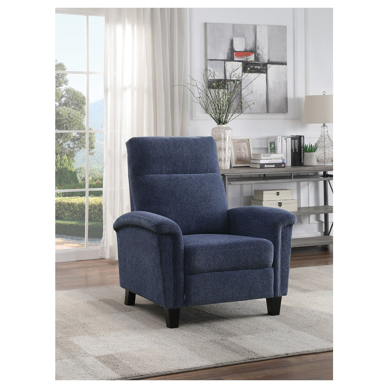 PUSH BACK RECL. CHR, BLUE CHENILLE 9400CNBU-1