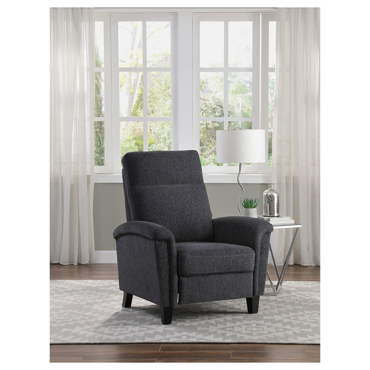 PUSH BACK RECL. CHR, DARK GRAY CHENILLE 9400CNDG-1
