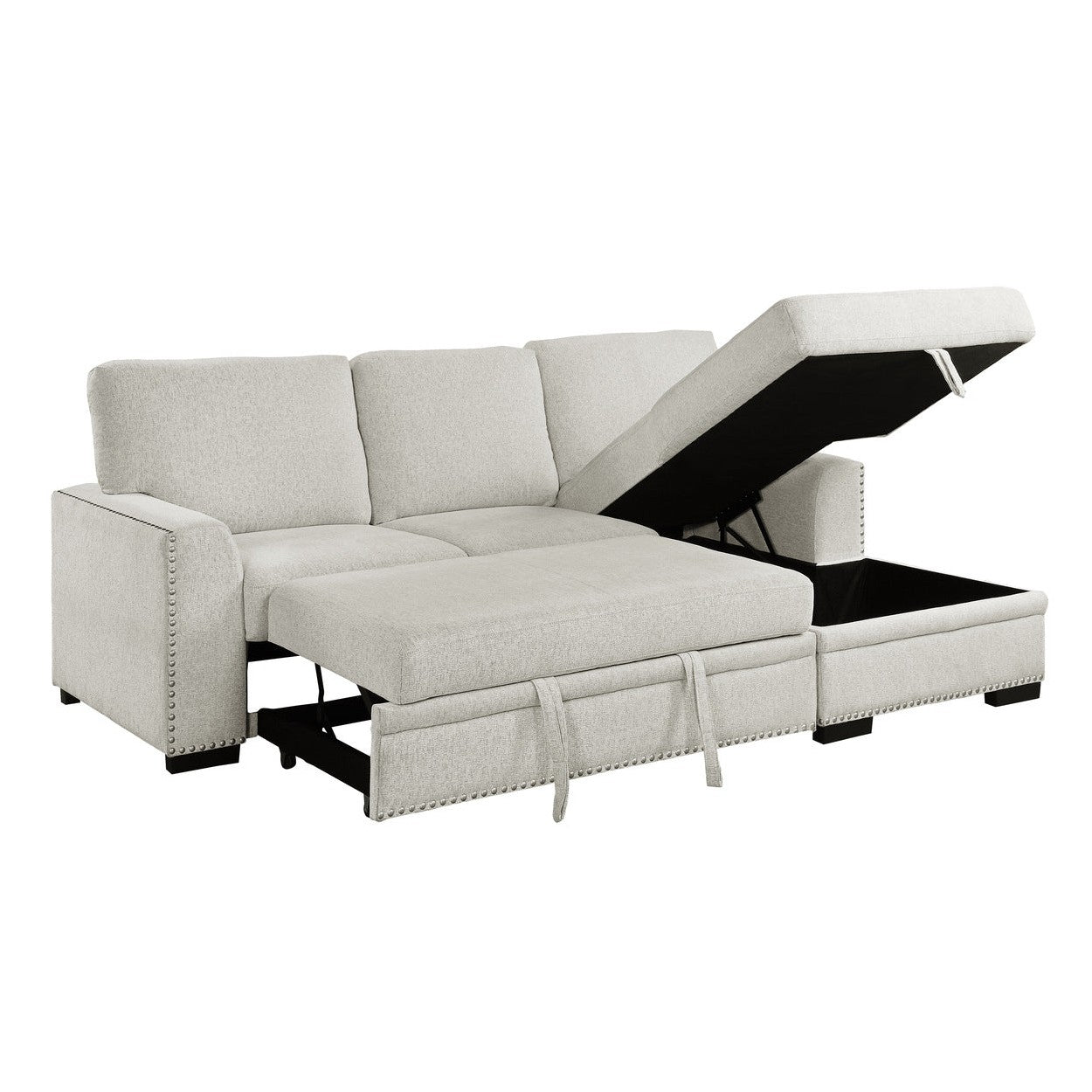 (2)2-Piece Sectional with Pull-out Bed and Right Chaise with Hidden Storage 9468BE*2RC2L