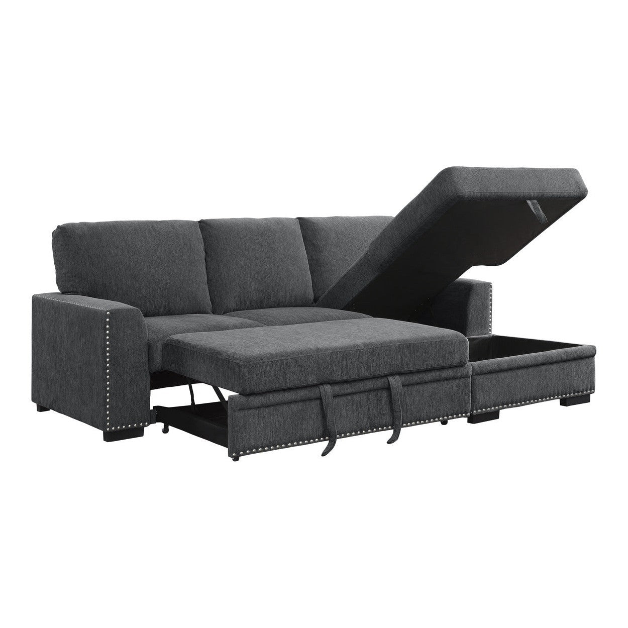 (2)2-Piece Sectional with Pull-out Bed and Right Chaise with Hidden Storage 9468CC*2RC2L