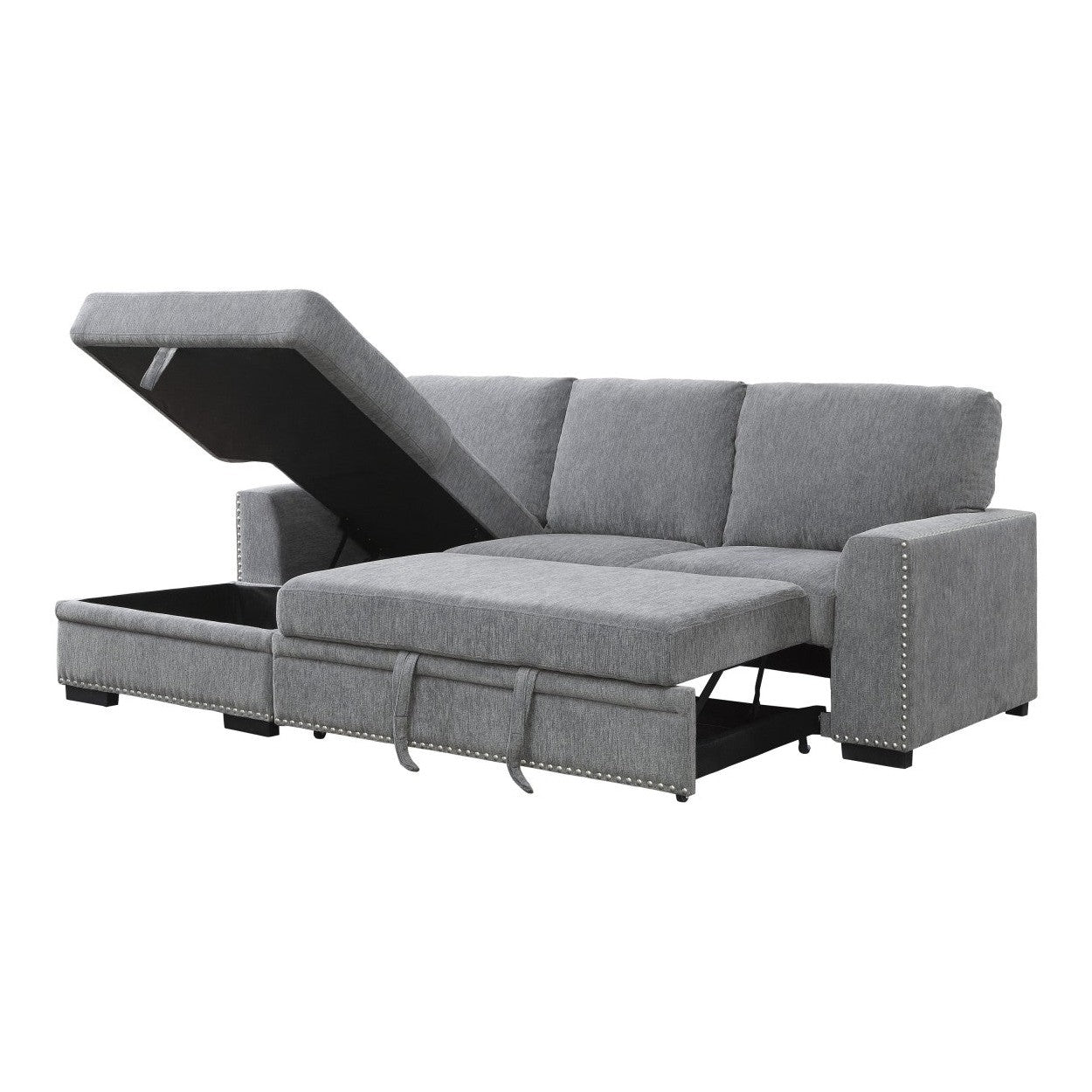 (2)2-Piece Sectional with Pull-out Bed and Hidden Storage 9468DG*2LC2R