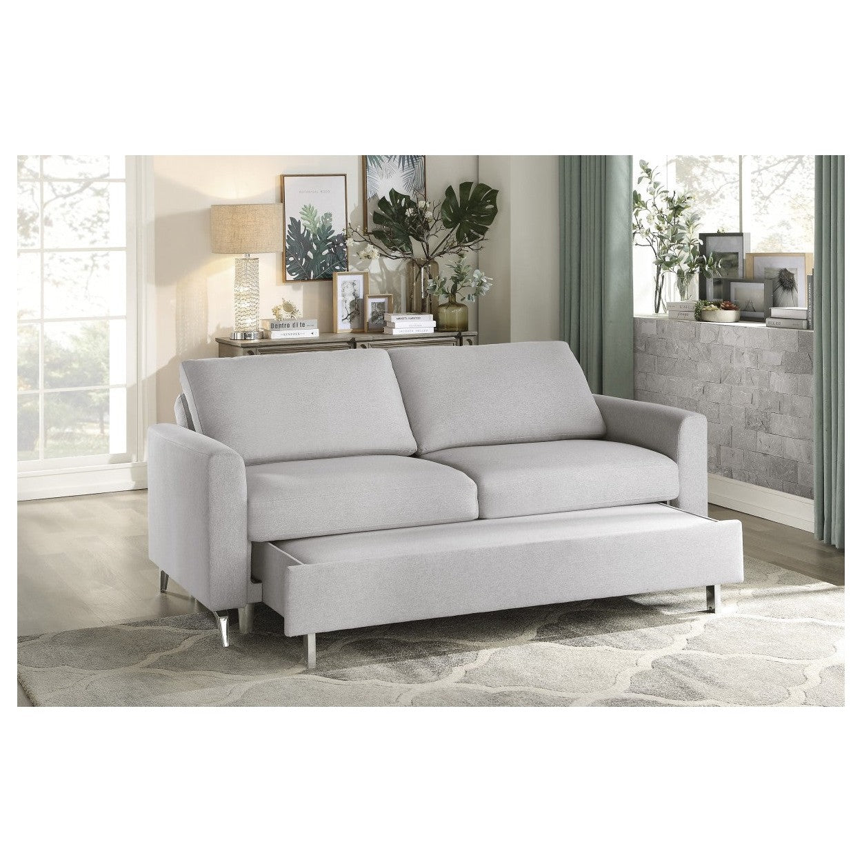 SOFA WITH PULL-OUT BED & CLICK-CLACK BACK 9525GRY-3CL
