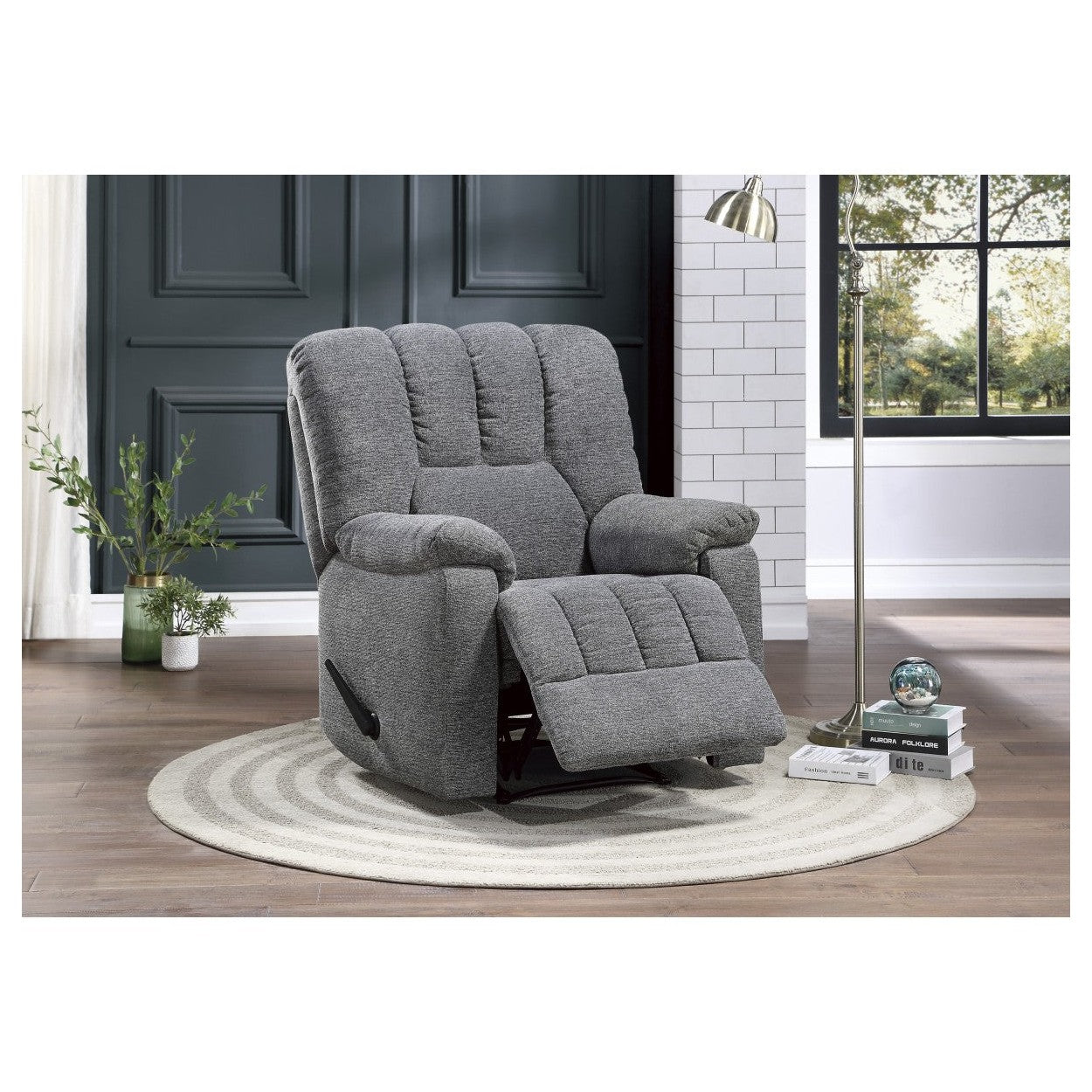RECLINING CHAIR, GRAY CHENILLE 9534GY-1