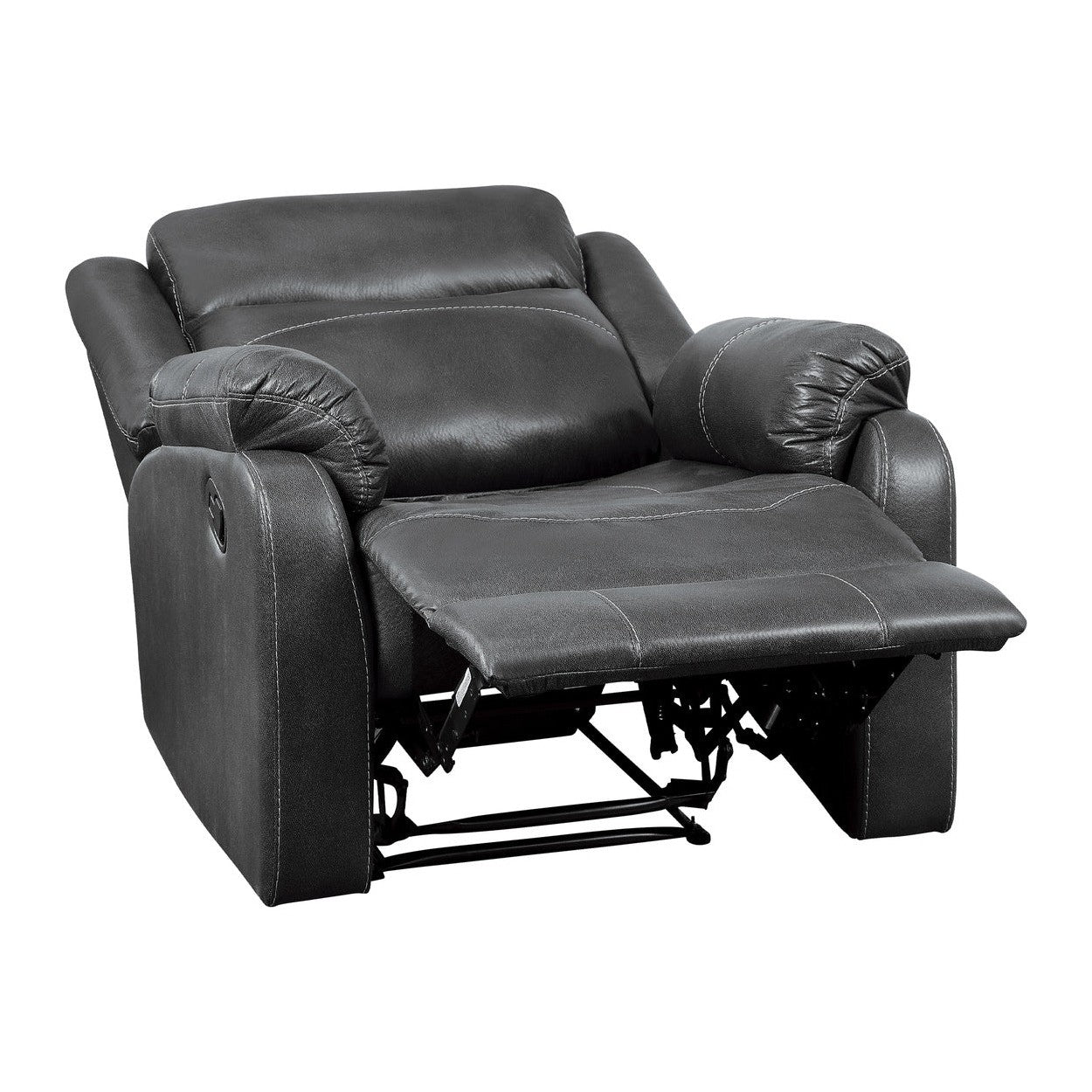 LAY FLAT RECLINING CHAIR, DARK GRAY POLISHED MICROFIBER 9990GY-1